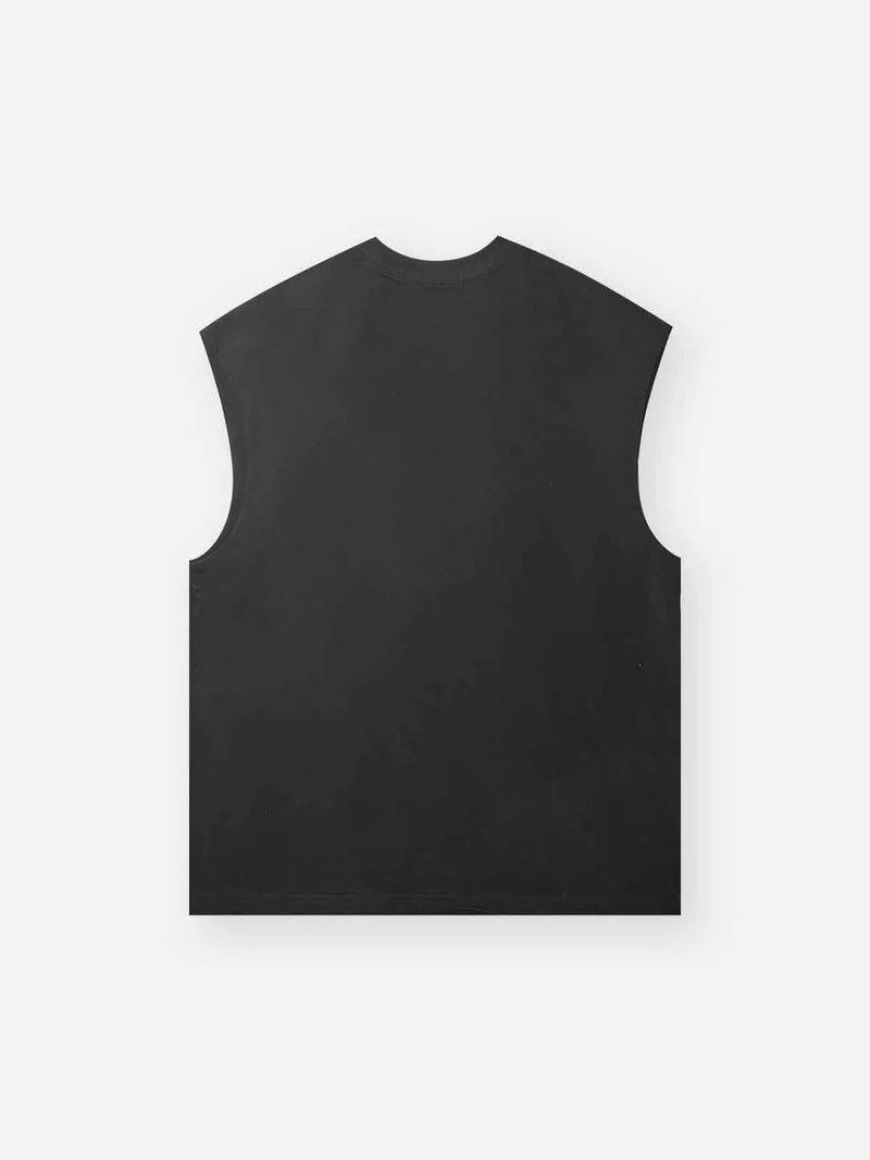 Black Panther and Crown Black-and-white Retro Print Tank Top