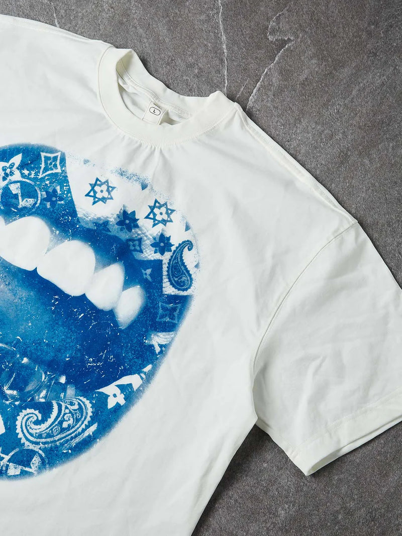 NOISSEY Blue Paisley Grillz Boxy Heavyweight Cooling Tee