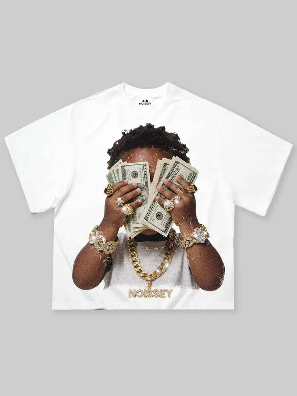 NOISSEY "Rich Forever" Boxy Heavyweight Cooling Tee - White